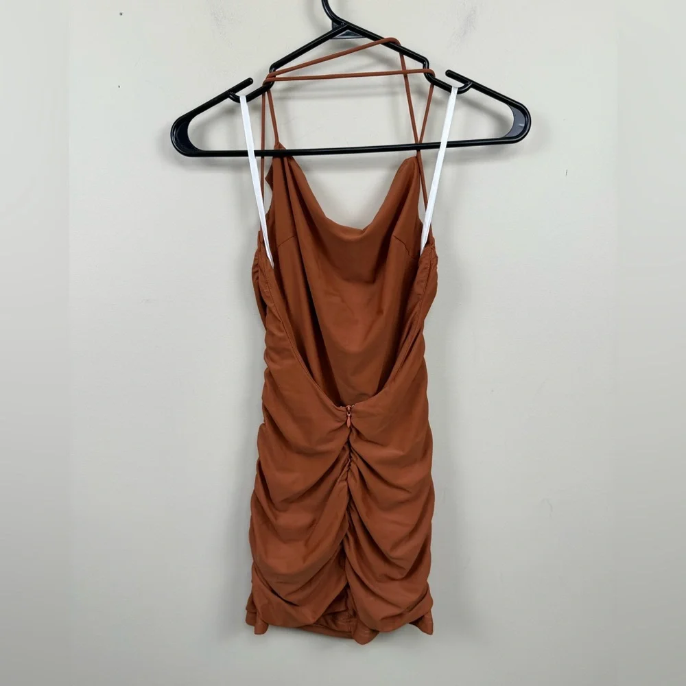 Elegant Rust Bodycon Dress - Picture 6 of 9
